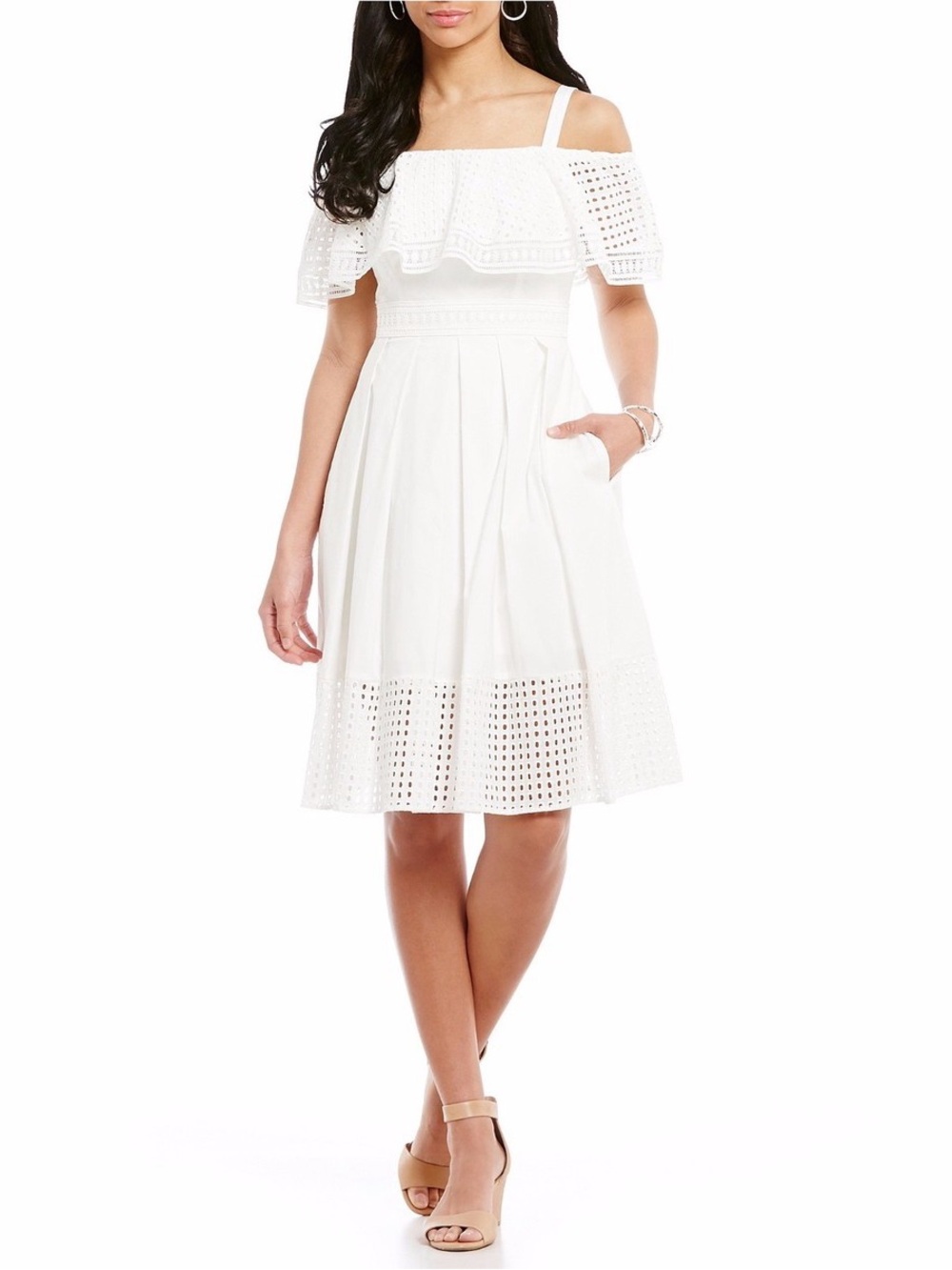 Eliza J white off-the-shoulder eyelet dress